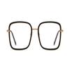 LTSRLL Oversized Square Reading Glasses, Large Metal Blue Light Blocking Computer Goggles Readers, HD Anti Glare Eyeglasses (Color : Black-Golden, Size : +150) view 2