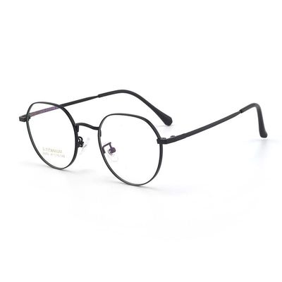 LTSRLL Classic Round Metal Reading Glasses Blue Light Blocking, Retro Wire Frame Anti Eye Strain Computer Readers Eyeglasses (Color : Black, Size : +250)