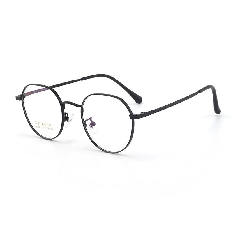 LTSRLL Classic Round Metal Reading Glasses Blue Light Blocking, Retro Wire Frame Anti Eye Strain Computer Readers Eyeglasses (Color : Black, Size : +250)