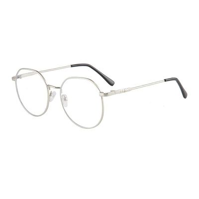 LTSRLL Retro Round Metal Reading Glasses, Vintage Oval Blue Light Blocking Computer Readers, Anti Eye Strain Eyeglasses (Color : Silver, Size : +250)