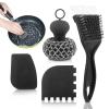 Jaeskeclip 4pcs Cleaning Tool, Stainless Steel Cast Iron Skillet Cleaner, Cast Iron Scrubber Kit,Chainmail Scrubber with Scraper Tool for Cast Iron Pans, for Cast Iron Pans, Grill, Sinks(Black) view 1