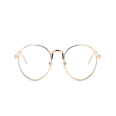 LTSRLL Retro Round Metal Reading Glasses Blue Light Blocking, Wire Frame Anti Glare Vintage Computer Readers Eyeglasses (Color : Golden, Size : +350)
