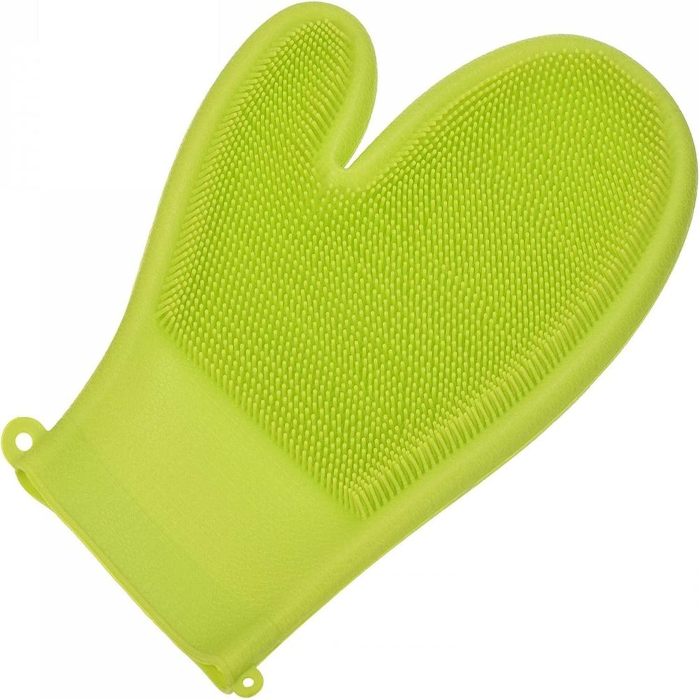 ENESEA Portable rag car wash gloves Dishwashing Gloves with Scrubber Silicone Cleaning Gloves Brush for Washing Kitchen Bathroom (Color : Light Green)