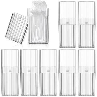 Dandat 8 Pcs Project Storage Case Portable Creative Storage Box Dental Toothpick Holder Floss Qtip Travel Case Transparent Flosser Dispenser Container for Teeth Cleaning Cotton Swab (White)