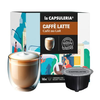 CAF AU LAIT (96 Capsules) compatible with Nescaf Dolce Gusto, 6 Boxes x 16 Pods (96 Servings Total)