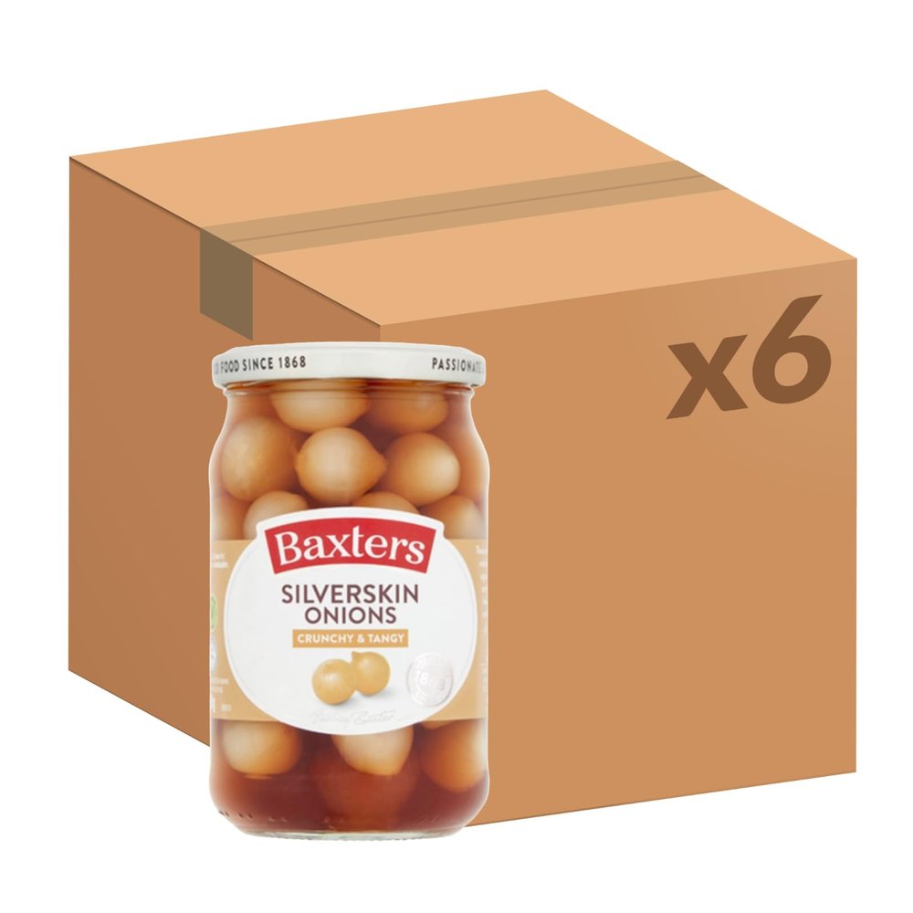 Baxters Crunchy Tangy Silverskin Onions Jar, 440 g (Pack of 6)