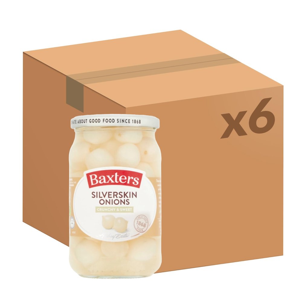 Baxters Silverskin Onions Crunchy Sweet Jar, 440 g (Pack of 6)
