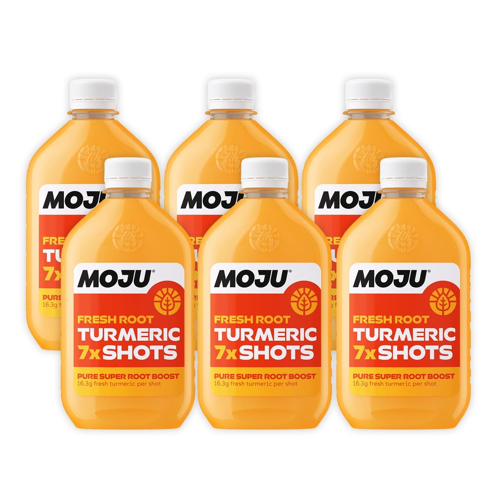 MOJU Turmeric Dosing Bottles (6x420ml Pack, 42 Shots), Exercise Recovery, Natural Ingredients, No Added Sugars or Sweeteners, Vegan