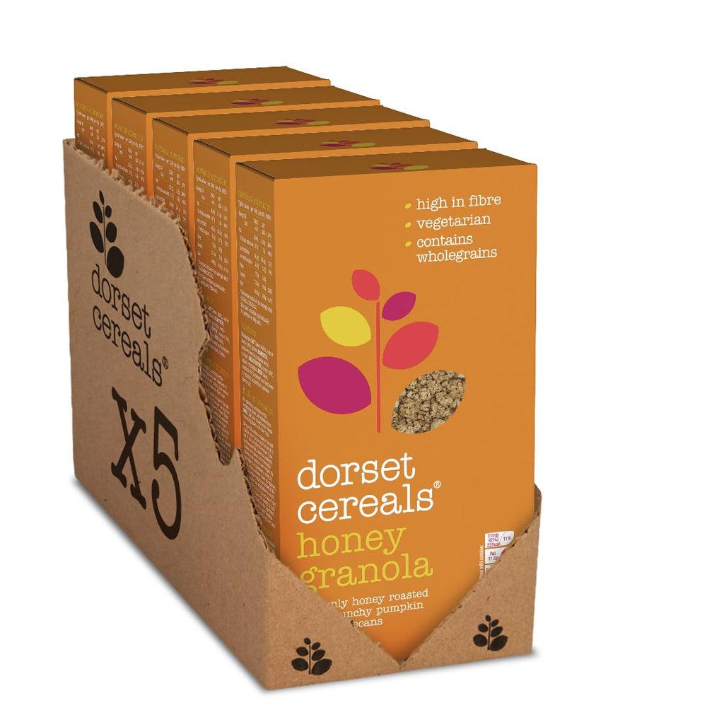 Dorset Cereals Honey Granola | Cereal | High In Fibre |Vegetarian | 5 Packs Of 450 g