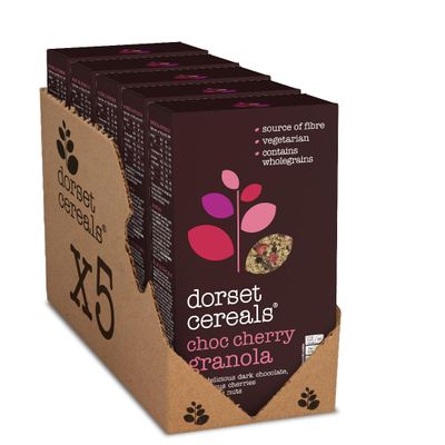 Dorset Cereals Chocolate & Cherry Granola |Cereal | High in Fibre |Vegetarian | 5 PACKS of 450g