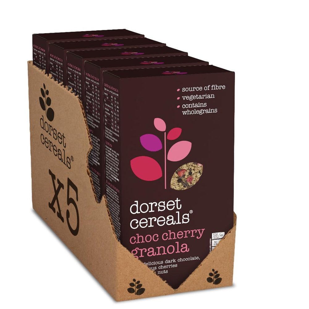 Dorset Cereals Chocolate & Cherry Granola |Cereal | High in Fibre |Vegetarian | 5 PACKS of 450g