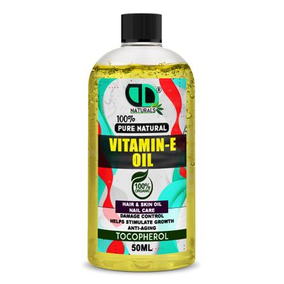 50ml | 100% Pure Natural Vitamin E Oil, Moisturising and Nourishing Oil for Skin, Scars, Hair & Face, Scalp, Nails, Moisturising & Hydrating Carrier Oils, Vegan, Cruelty Free, Hexane Free, No GMO