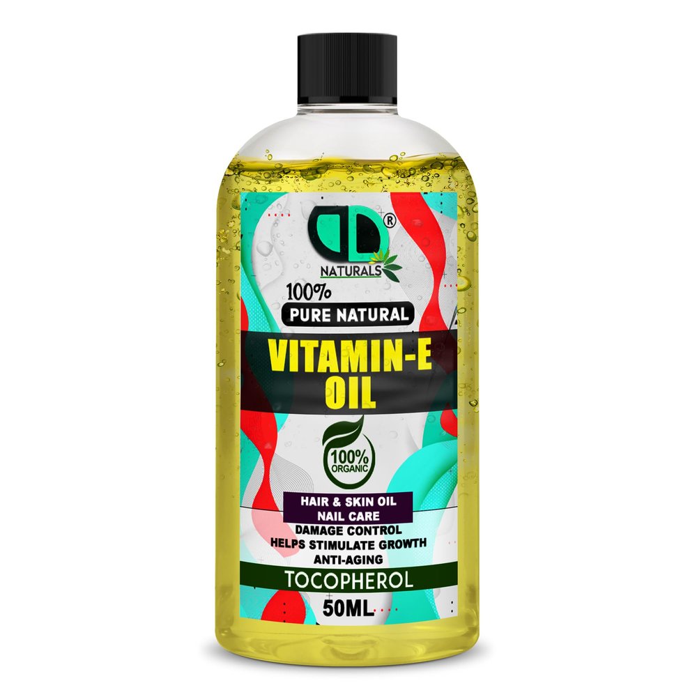 50ml | 100% Pure Natural Vitamin E Oil, Moisturising and Nourishing Oil for Skin, Scars, Hair & Face, Scalp, Nails, Moisturising & Hydrating Carrier Oils, Vegan, Cruelty Free, Hexane Free, No GMO