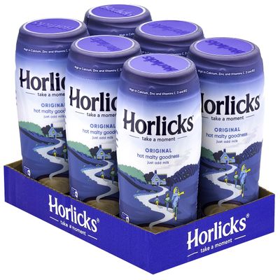 Horlicks Original Malted Milk 400g (Pack of 6) Just add milk, The Original Malted Drink. High in Calcium, Zinc, Vitamin C, Vitamin D & Vitamin B12
