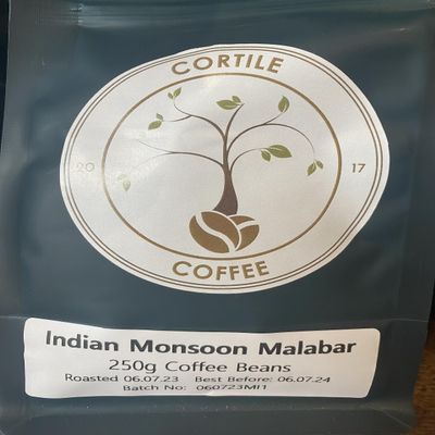 Indian Monsoon Malabar Coffee Beans 250g Small batch Rpasted in Wales Uk