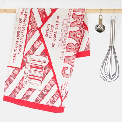 Gillian Kyle Tunnocks Caramel Wafer Wrapper Tea Towel