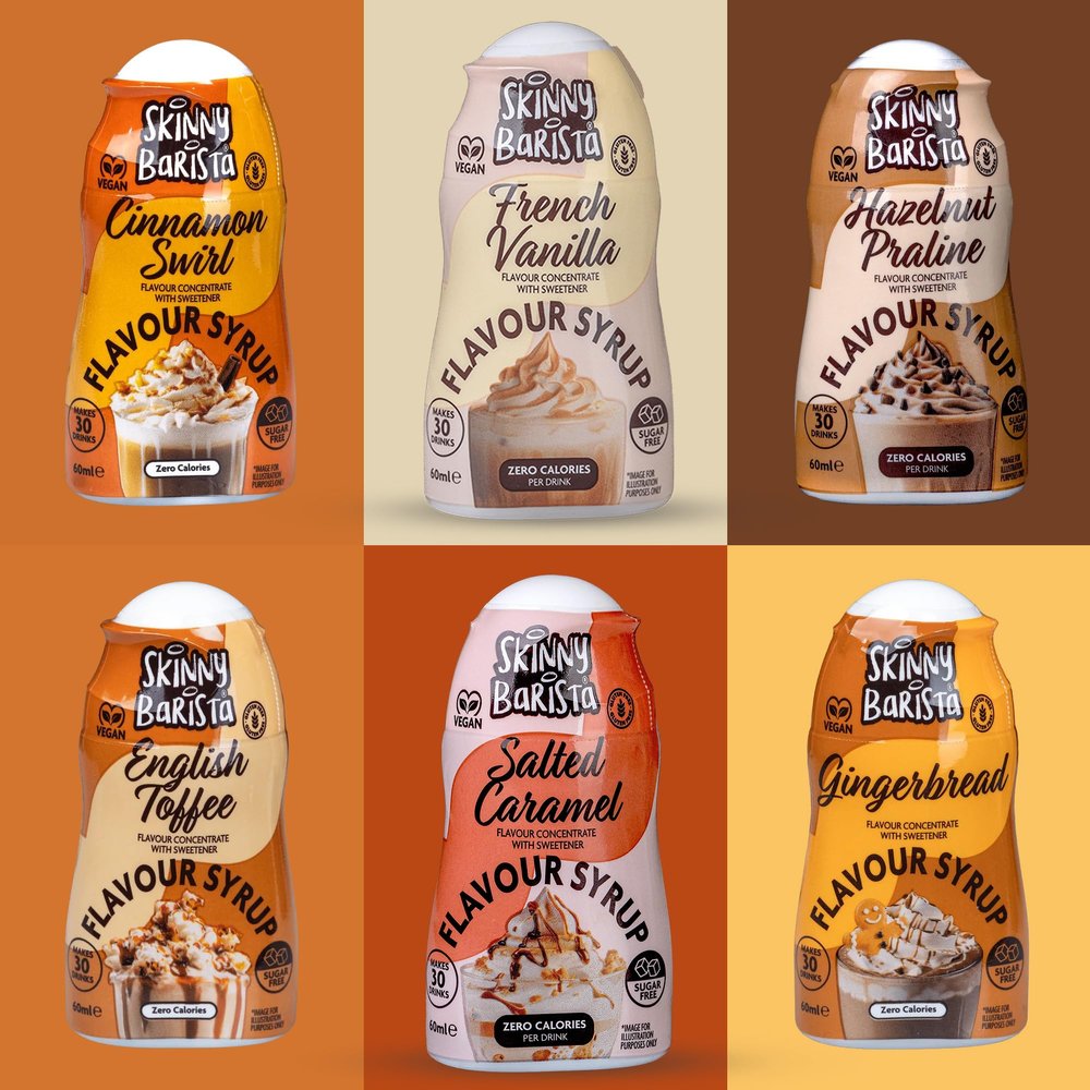 Skinny Food Co Barista Shots Coffee Syrup Set - Pack of 6 x 60ml - Keto, Fat Free, Low Calorie, Sugar Free - Vegan Friendly
