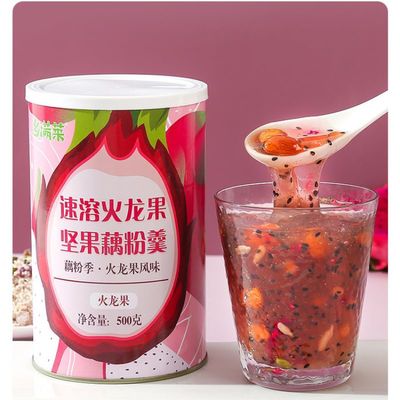 Chinese red dates white fungus nuts lotus root powder soup 500g, nutritious substitute food, sweet breakfast powder, instant healthy and delicious breakfast Congee (Pitaya nut,1 can)