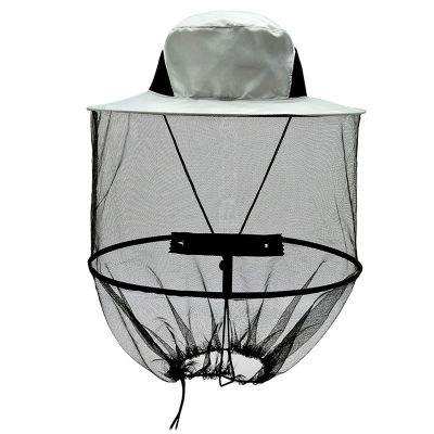 MUNSKT Mosquito Head Net Grey Sun Hat, Foldable Cap with Face Netting Cover, Quick Dry Wide Brim Protection Mask, Breathable Anti Insects Bug Bee for Outdoor Hiking Camping Gardening Fishing