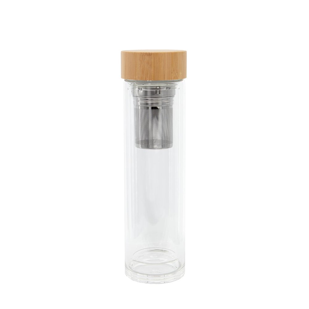 Glass Bottle with Integrated Tea Strainer
