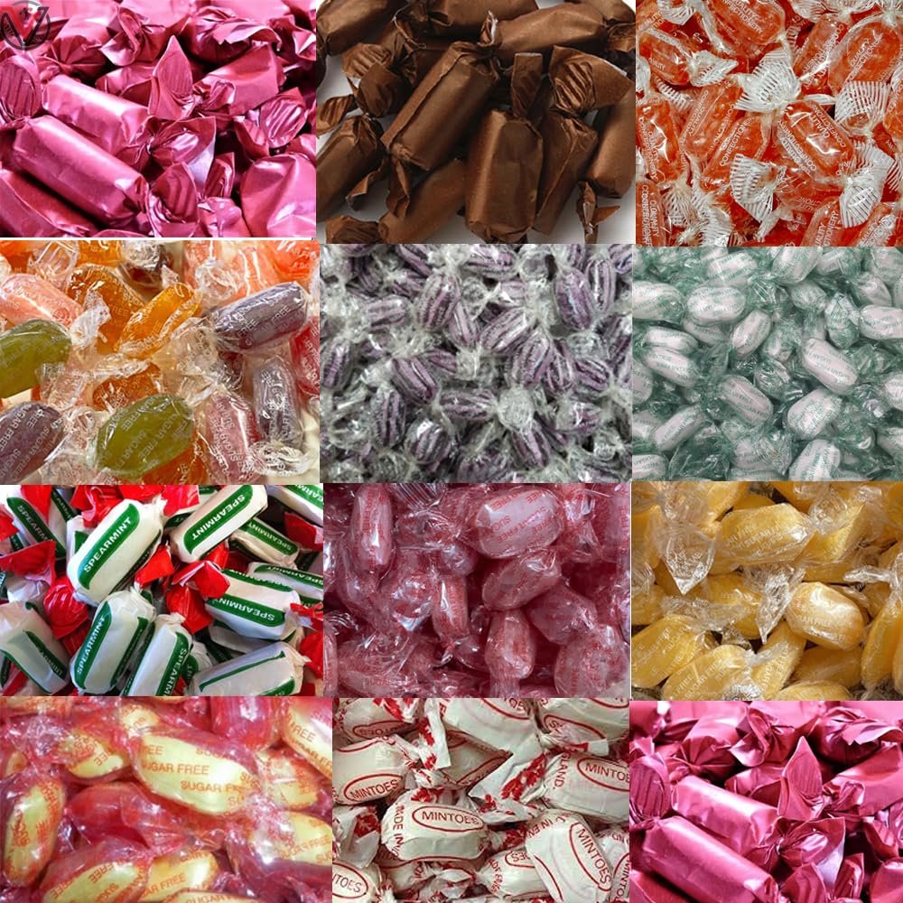 Various Flavoured SUGAR FREE Hard Boiled Sweets Colletions - PICK and MIX QUALITY ASSORTED WRAPPED SWEETS (Mixed Sweets, 2kg)