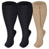 Hovershoes Plus Size Zipper Compression Socks for Women & Men (3 Pairs), Closed Toe Flight Socks for Walking, Running, Pregnancy, Travel view 1