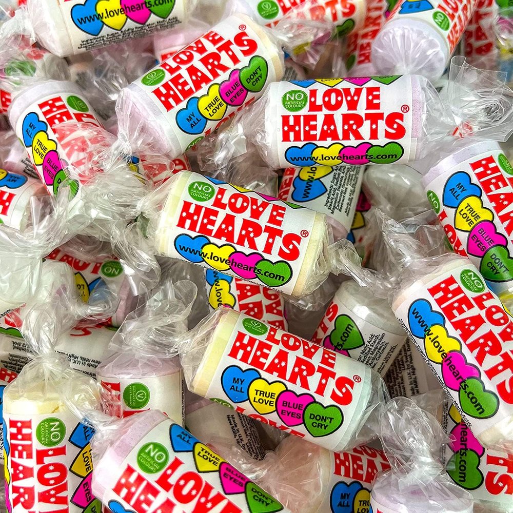 50 Mini Love Heart Sweets Valentines Sweets Wedding Heart Sweet Rolls Sweet Treat Gifting Co.