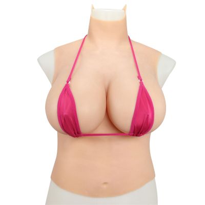 CRODRES Half Body Silicone Breastplate Realistic Breast Forms Realistic Fake Boobs Enhance for Crossdresser Drag Queen Cosplay,Wheat colored,C Cup