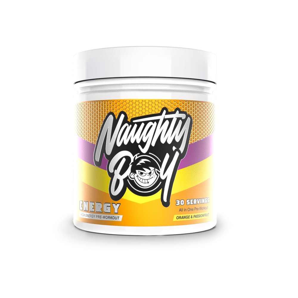 Naughty Boy High Energy Pre Workout Powder with Beta Alanine, Citrulline & Caffeine Supplements for Men & Women Clinically Dosed Energy Drink- 390g/30 Servings (Orange & Passion fruit)