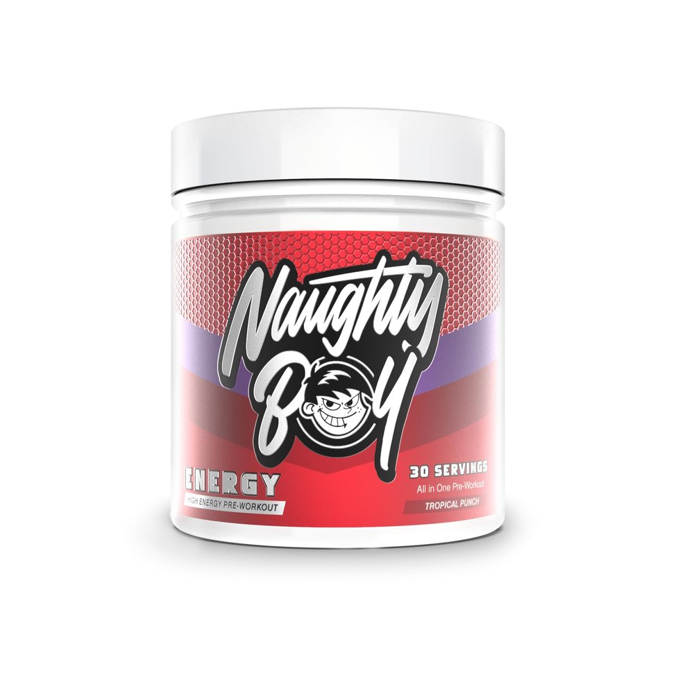 Naughty Boy High Energy Pre Workout Powder with Beta Alanine, Citrulline & Caffeine Supplements for Men & Women Clinically Dosed Energy Drink- 390g/30 Servings (Tropical Punch)