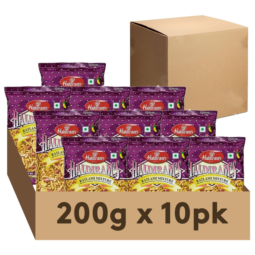 Haldirams Ratlami Mixture 200g, Indian Snacks & Savouries - Namkeen - (Pack of 10)