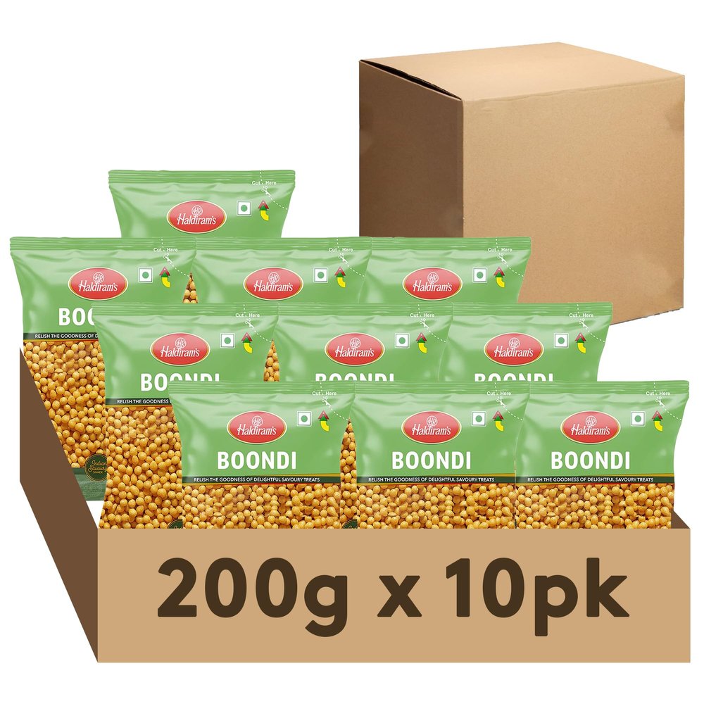Haldirams Plain Boondi 200g, Indian Snacks & Savouries - Namkeen - (Pack of 10)