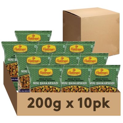Haldirams Mini Bhakharwadi 200g, Indian Snacks & Savouries - Namkeen - (Pack of 10)