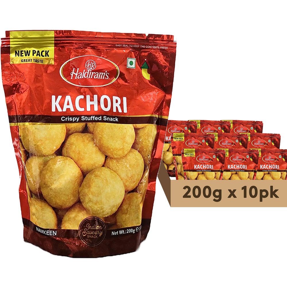 Haldirams Kachori 200g, Indian Snacks & Savouries - Namkeen - (Pack of 10)