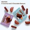 FitnesSHOCK Chocolate Brownie Mix Box without Added Sugar, 15% Protein, satiating dietary fibre, Soft Texture, 10 Pieces, 50g - Chocolate and Coconut view 3