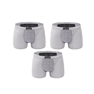 3 Packs Men Magnetic Therapy Health Care Underwear Tourmaline Enlargement Boxer Briefs for Improving Masculinity Panty (Color : Gray, Size : XXL)