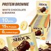 FitnesSHOCK Chocolate Brownie No Added Sugar, 15% Protein, satiating dietary fibre, Soft Texture, 10 Pieces, 50g - Banana Flavour view 3