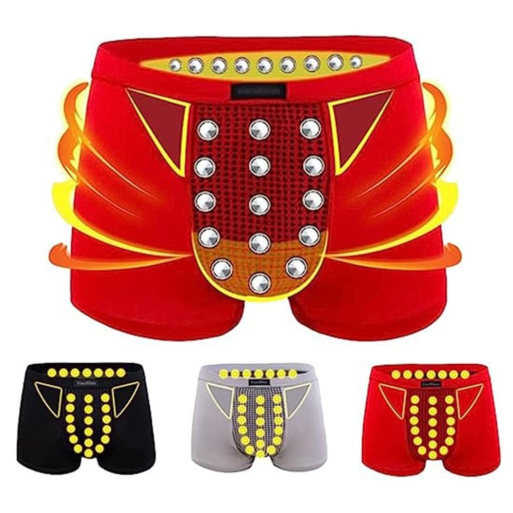 3 Packs U Convex Pouch Soft Underwear Men Magnetic Therapy Physiological Enlargement Boxer Briefs Health Care Panty (Color : 3pcs-Colour mix, Size : XXL)