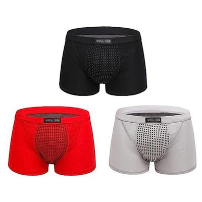 3 Packs Men Magnetic Therapy Health Care Underwear Tourmaline Enlargement Boxer Briefs for Improving Masculinity Panty (Color : Colour mix, Size : 6XL)