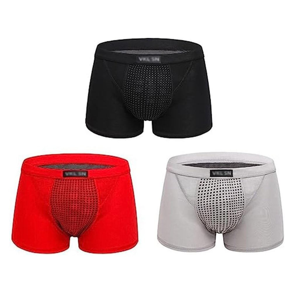 3 Packs Men Magnetic Therapy Health Care Underwear Tourmaline Enlargement Boxer Briefs for Improving Masculinity Panty (Color : Colour mix, Size : 6XL)