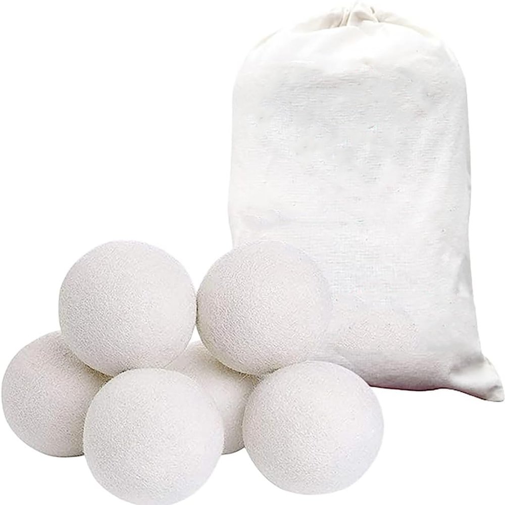 DoHTeck Laundry Drying Ball, 6 Pcs Upgraded 100% Wool, Reduce Clothes Wrinkles, Anti-Static, Reusable and Eco-Friendly, Save Time and Energy