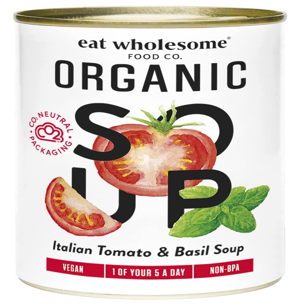 Eat Wholesome Organic Tomato & Basil Soup, 400g - 100% Natural Ingredients, Italian Tomatoes, Ready in 5 Minutes, Vegan