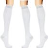 3 Pairs of Compression Socks Compression Socks Thrombosis Socks for Women Men for Sports Jogging Nurses Travelling Flight Running Tennis Travel Pregnancy Medical White view 1