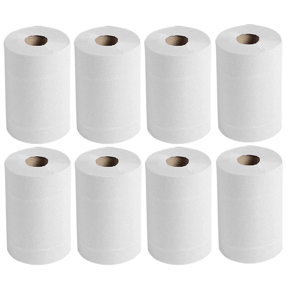 2 PLY Kitchen Tissues Paper Rolls Hand Towel Embossed Centrefeed Paper Towel Tissue Multi-Purpose Wiping Paper for Kitchen & Commercial 300 Sheets Per Roll (8)