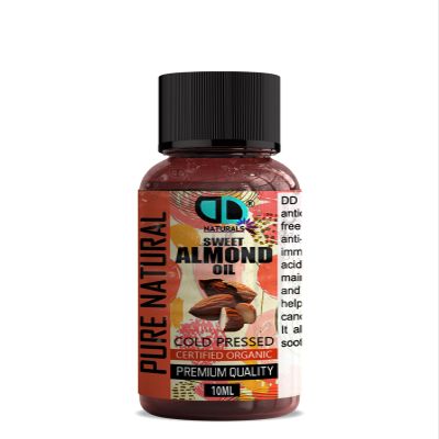 10ml | Pure Sweet Almond Oil, Carrier Oil for Aromatherapy, Massage, Moisturizing Skin & Hair, Suited to Dry, Sensitive Skin, Nails, Cuticles, Ears, Face, Body, Stretch Marks