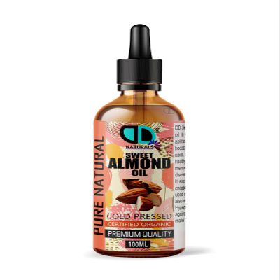 100ml Dropper | Pure Sweet Almond Oil, Carrier Oil for Aromatherapy, Massage, Moisturizing Suited to Dry Sensitive Skin, Hair, Nails Cuticles, Ears, Face Body Stretch Marks