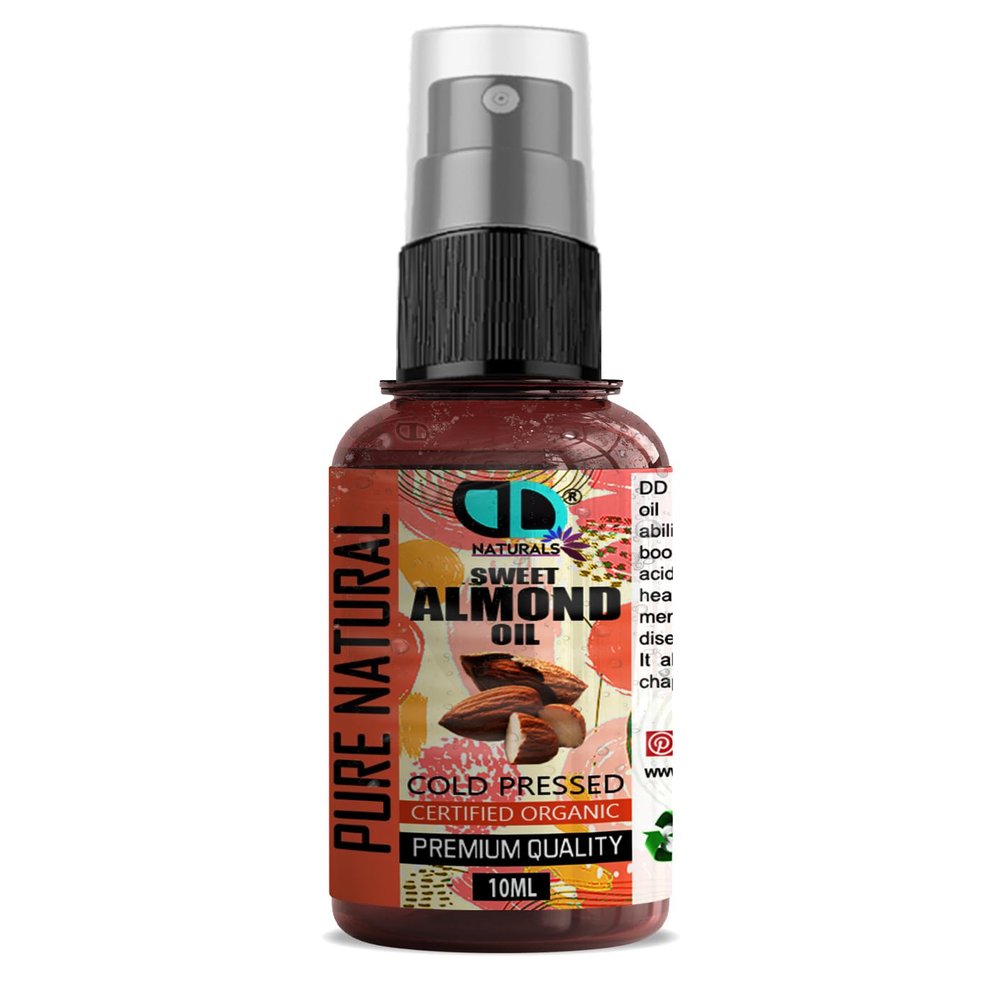 10ml Spray | Pure Sweet Almond Oil Carrier Oil Aromatherapy, Massage, Moisturizing Skin, Hair, Suited to Dry, Sensitive Skin, Nails, Cuticles, Ears, Face, Body, Stretch Marks