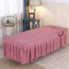 Highdi Massage Bed Cover with Face Hole, Washable Massage Bed Sheet Cover Beauty Massage SPA Couch Cover with Skirt All-round Wrap for 90cm or Less Massage Bed (70 * 185cm,Dark Pink) view 1