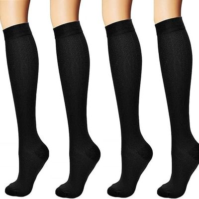 4 Pairs of Black Compression Socks/Compression Socks/Compression Socks/Stockings Compression/Running Socks/Thrombosis Socks/for Women Men, Sport, Flight, Travelling, Tennis & Everyday Life