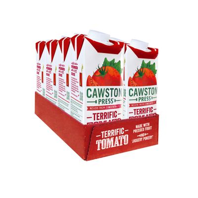 Cawston Press Tomato Pressed Juice - 1 Litre Pack of Juice Cartons All Natural  Vegan  No Added Sugar, (Pack of 8)